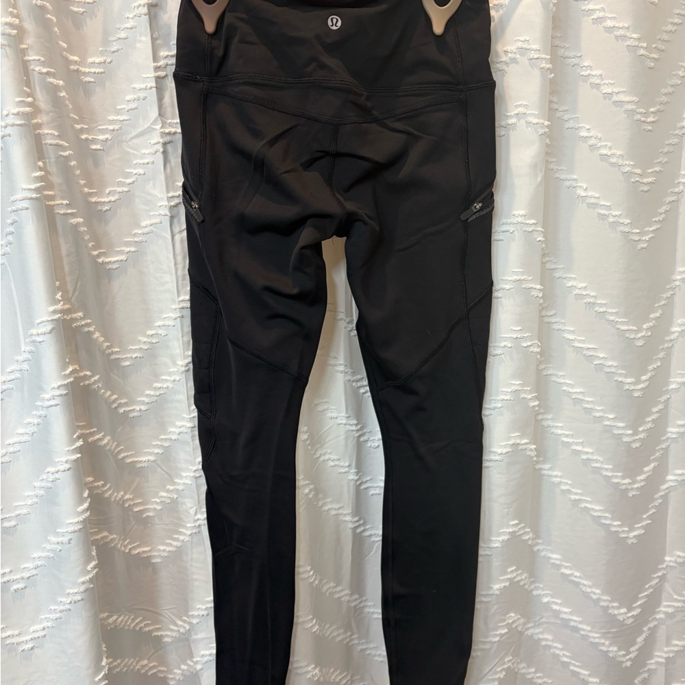 Lululemon Black Leggings Thermal with Pocket Zippers
